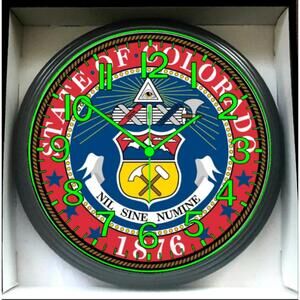 State of Colorado Glow In The Dark Wall Clock New!